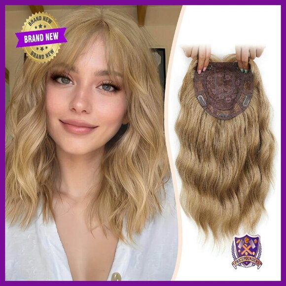 14in Wavy Hair Topper with Bangs Volume Booster for Thinning Hair